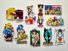 HOOK UPS Vinyl Sticker Lot REPRODUCTIONS (10 Stickers) SET 11 skate anime hentai