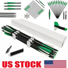 20'' Hunting Crossbow Bolts Carbon Arrows 12PCS 4" Vanes Archery Crossbow Arrows