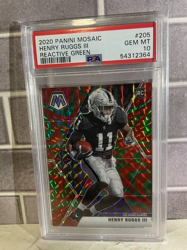 2020 Panini Mosaic Football Mosaic Reactive Green Henry Ruggs III #205 PSA 10
