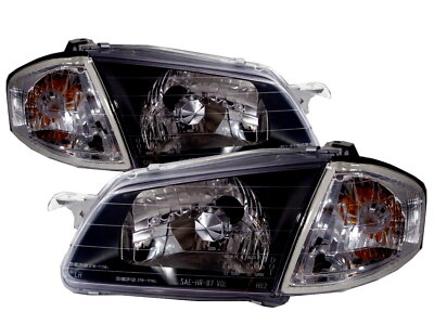 Protege BJ 1998-2000 Sedan/Wagon Clear Headlight Headlamp BLACK V1 for MAZDA LH