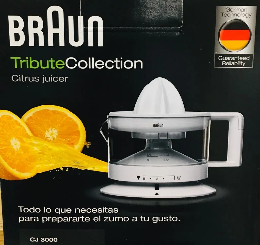 Braun Electric Citrus Fruit Juicer Press Squeezer 350ml, 20W, CJ 3000 -  White