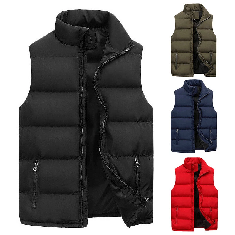 Men's Winter Warm Quilted Vest Body Warmer Sleeveless Padded Jacket Coat  Outwear