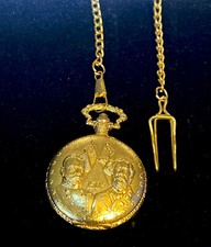 American Civil War Sesquicentennial Pocket Quartz Watch Gold Tone 13  Chain Clip