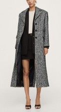 Mango Flecked Wool-blend Black Coat Size L