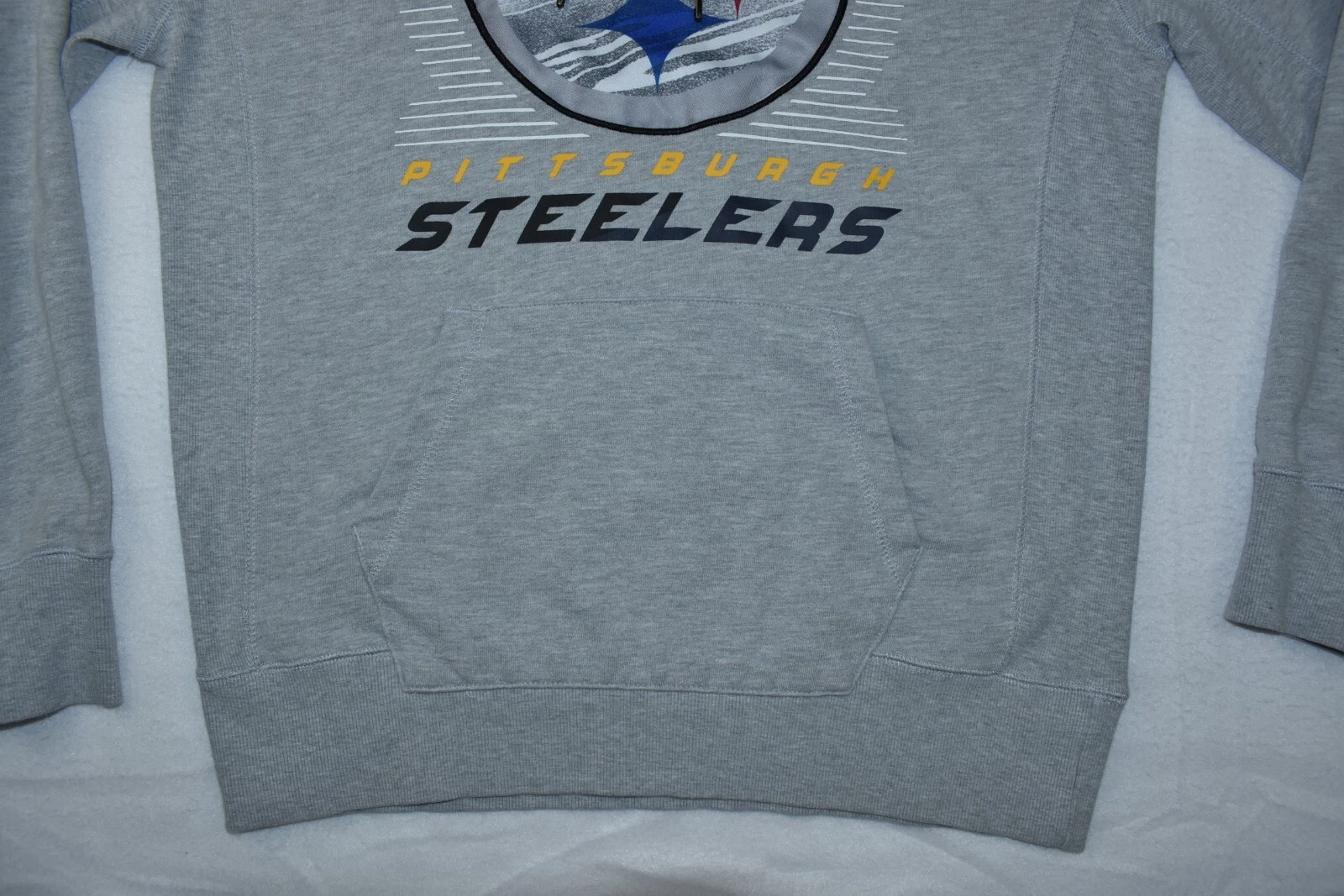 VETEMENTS Felpa NFL Team Apparel unisex Pittsburgh Steelers taglia L grigia con cappuccio