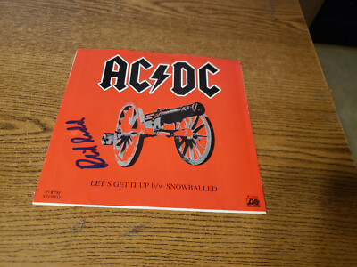 PHIL RUDD AUTOGRAPHED 1980s EXCELLENT AC/DC Let's Get It Up SLEEVE ONLY 45