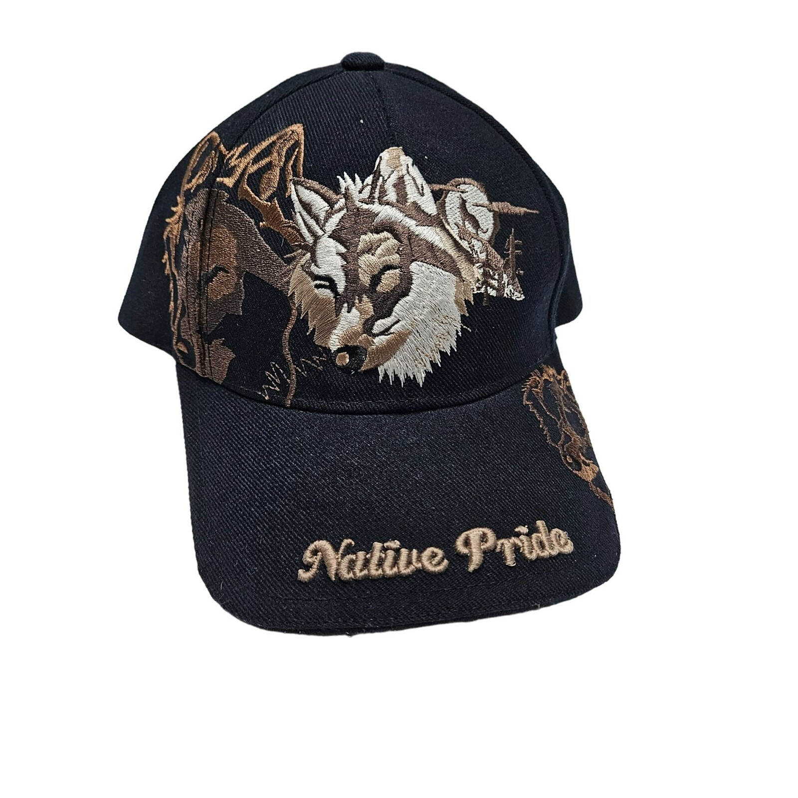 Native Pride Wolf Embroidered Cap Adjustable Fit … - image 1