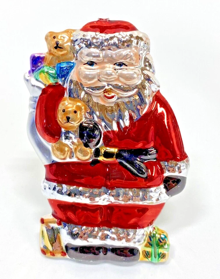 4 anéis de guardanapo de Papai Noel pintados de prata vermelha metálica Natal vintage anos 90 BOM! - Imagem 2 de 4