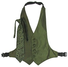 Boy's Olive Green Jean Yves Tuxedo Vest  Tie Wedding Ringbearer Paisley