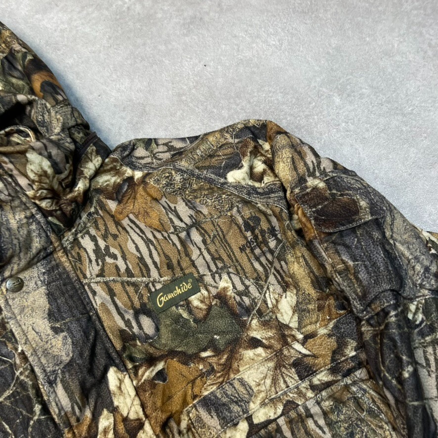 Gamehide Real Tree Fleece Jacket Mens Medium Removable Hood Hunting Coat, Green image 4