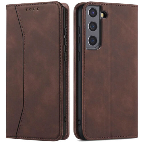 Custodia portafoglio flip pelle marrone per Samsung Galaxy S22/S22 Plus/S22 Ultra - Foto 23 di 25