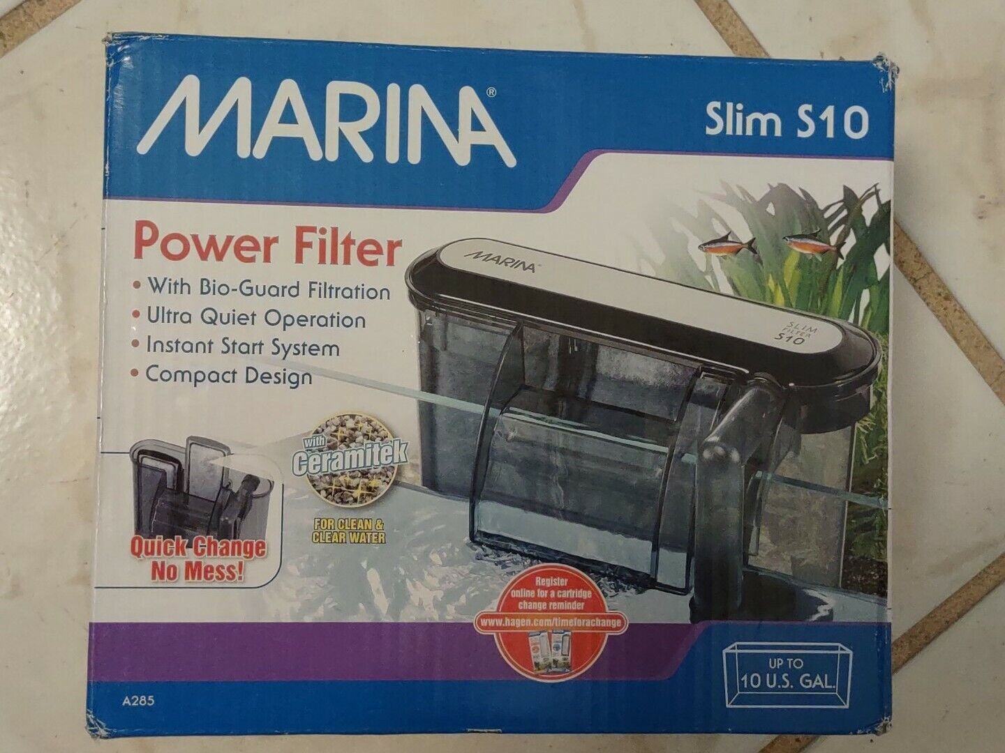 Compact and Slim S10 Marina Power Filter for aquariums up to 10 gallons