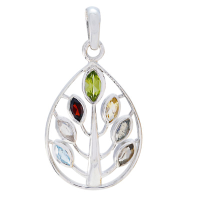 Arcobaleno Solare Quarzo a Mano 925 Pendente Argento Sterling Per Natale Regali