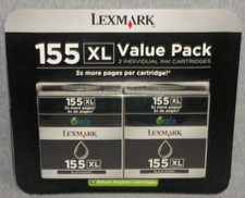 Lexmark 155XL Black (2) Cartridge Value Pack ~ Return Program Cartridges ~Sealed