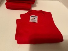 NEW LOT OF 5 RED YOUTH MEDIUM 10-12 JERZEES T SHIRT HEAVYWEIGHT 100 COTTON