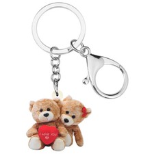 Acrylic Valentine's Day Couple Bear Keychain Rings For Women Charm Purse Jewelry