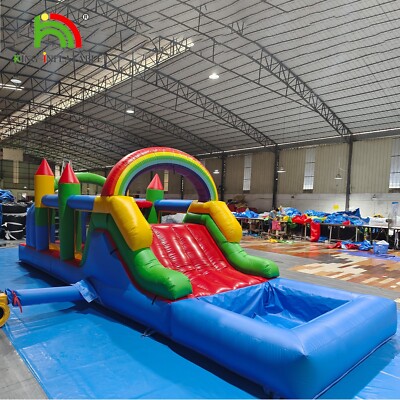 25x8x8ft PVC Commercial Inflatable Obstacle Course Bounce House Castle For Kids
