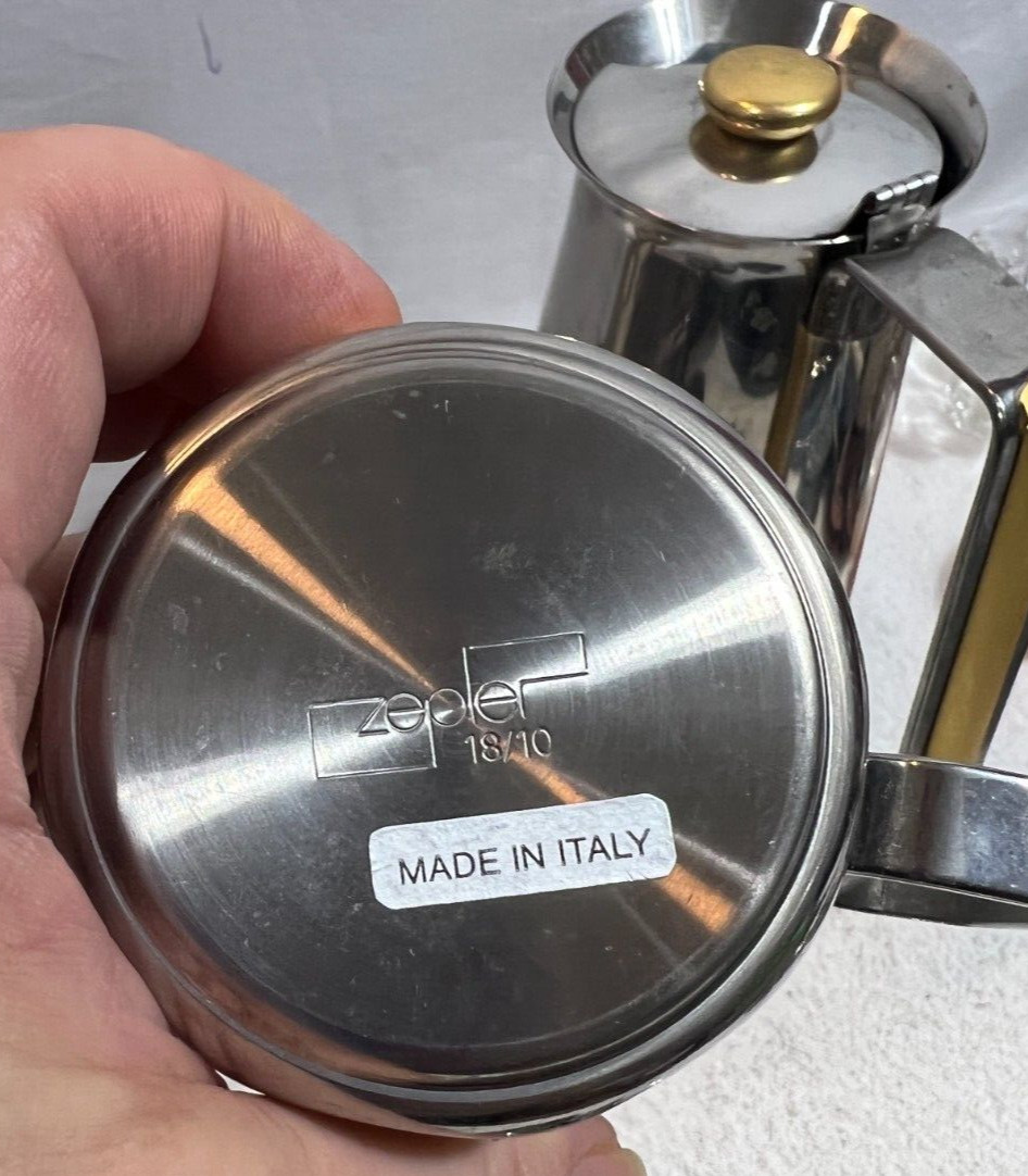 G2U Zepter Italy Stainless steel Coffeemaker Creamer 6 Espresso Cups Saucers Spo