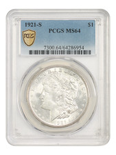 1887-S Morgan Silver Dollar. MS-63 (PCGS)., MS63 - PCGS Auction Prices
