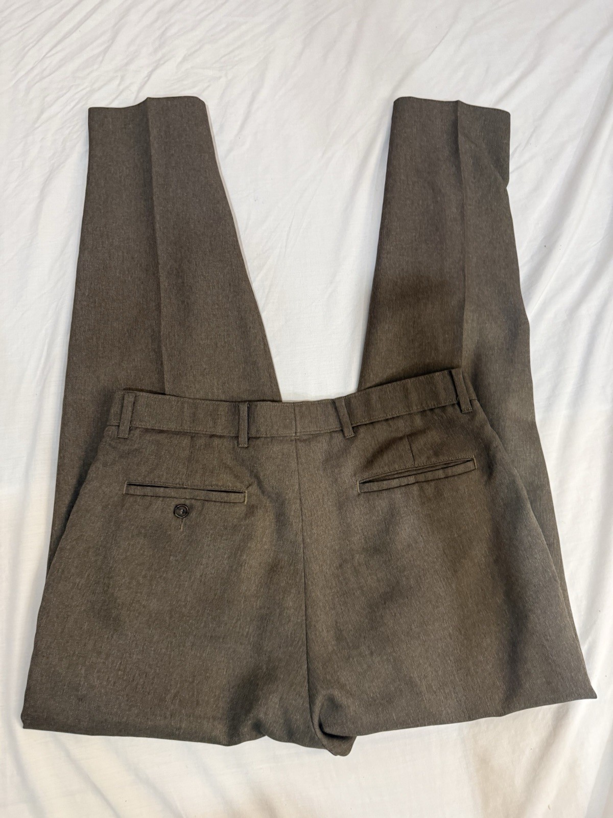 Vintage BIG E LEVIS Action Slacks Pants +/- 34 X 32 Sharp crease retro Brown thumbnail 17