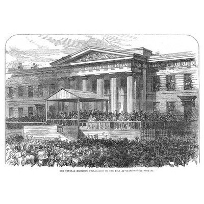 GLASGOW Declaration of the General Election Poll - Antique Print 1868