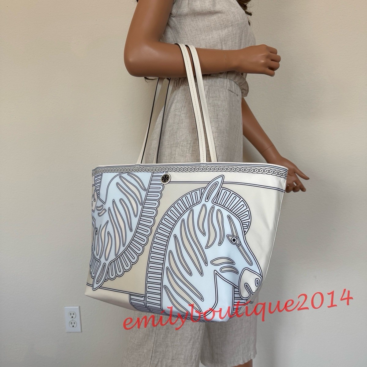 NWT Tory Burch 169341 Ella Nylon Tote Zebra Multi Large Shoulder