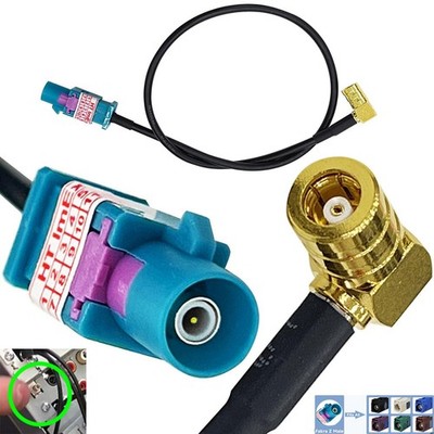 FAKRA Stecker (male) auf SMB Buchse (female) 90° Antennenadapter GPS Navi DAB
