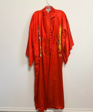ESME 100 Silk Red Kimono Robe Embroidered Dragon No belt Size M 