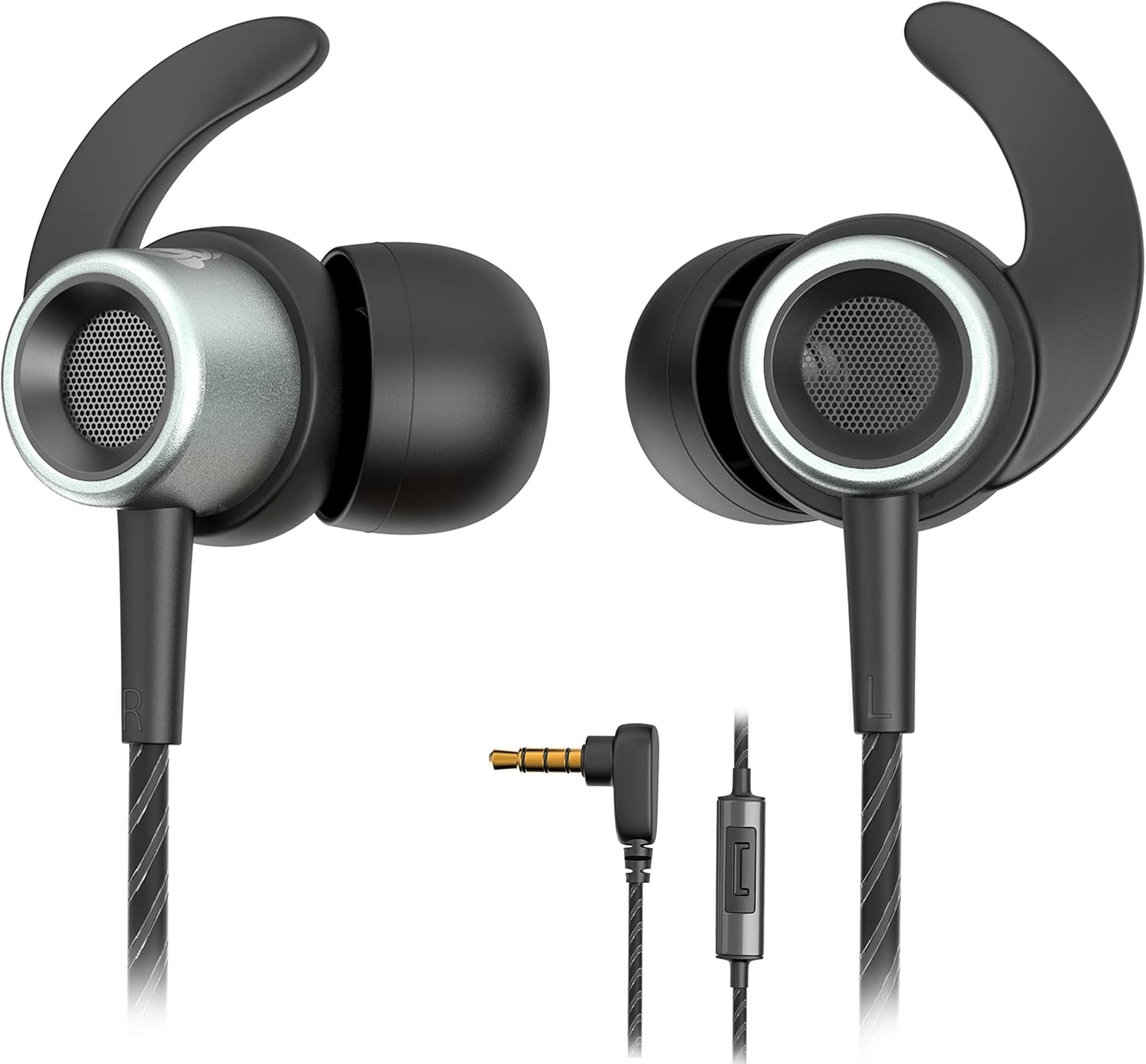 Noise Cancelling Headphones Wired Earbuds For Kids And Adults Silver gray-image