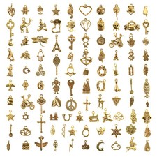 100pcs Bulk Lots Jewelry Making Charms, Mixed Smooth Metal Charms, Pendants B...
