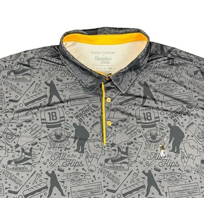 Happy Gilmore X Breakfast Balls Polo Shirt Mens 3XL All In The Hips Graphic