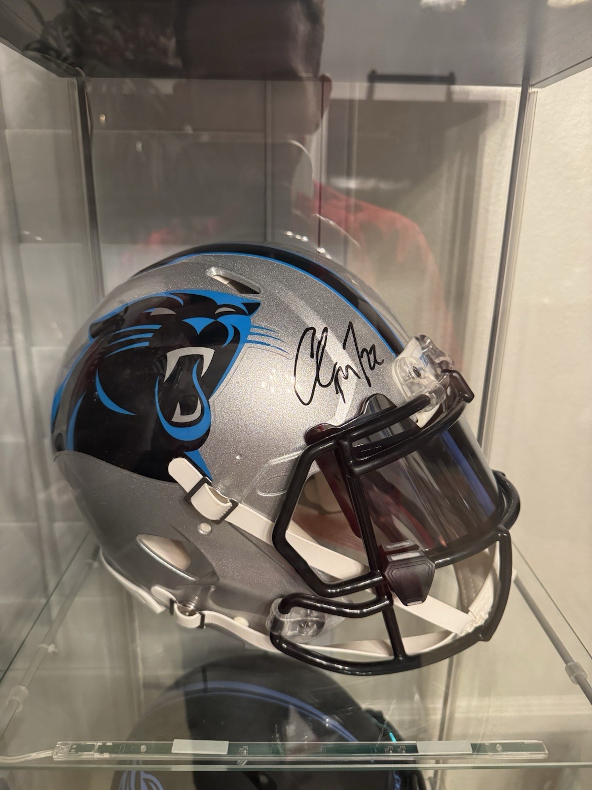 christian mcaffery Autographed Signed Carolina Panthers Christian McCaffrey Helmet. Real Helmet! JSA Authentic 