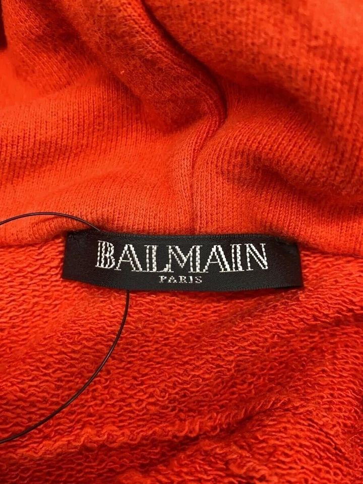 Moletom com capuz BALMAIN S ALGODÃO ORNAMENTADO SÓLIDO S6HJ642B139 - Imagem 3 de 4