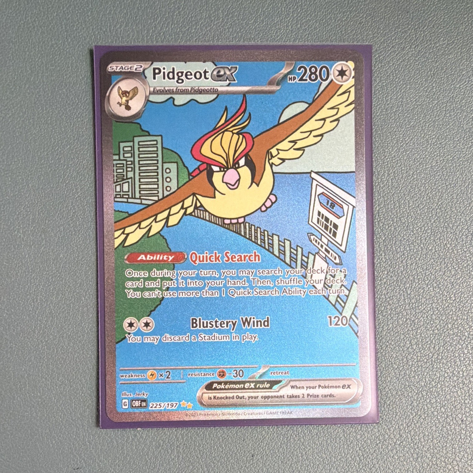 Pokemon Pidgeot ex 225/197 SV03 Obsidian Flames Ultra Rare Full Art Holo EN