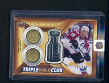2023-24 UD Trilogy Hockey Triple Gold Club Joe Sakic Avalanche HOF 101/199