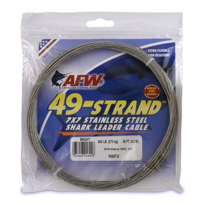 American Fishing Wire 49 Strand, 7x7 Stainless Steel Leader Cable - Strong He...