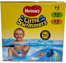 Huggies Little Swimmers Swim Nappies - Box of 36 - Sizes 2-3, 3-4, 5-6 - NEW