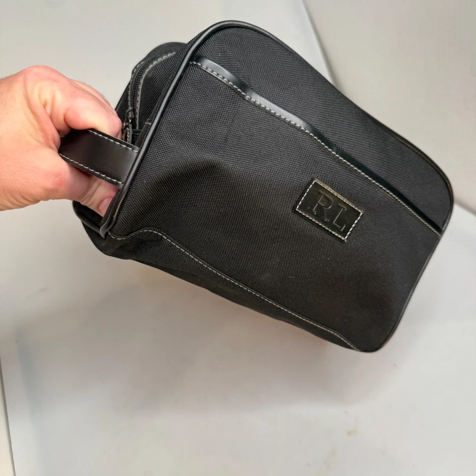 Bolsa de cosméticos de viaje negra RL Ralph Lauren 10" x 6" x 5" Foto 4 de 4