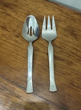 7 ONEIDA Stainless Steel Silver Serving Fork Slotted Spoon Glossy Finish Set