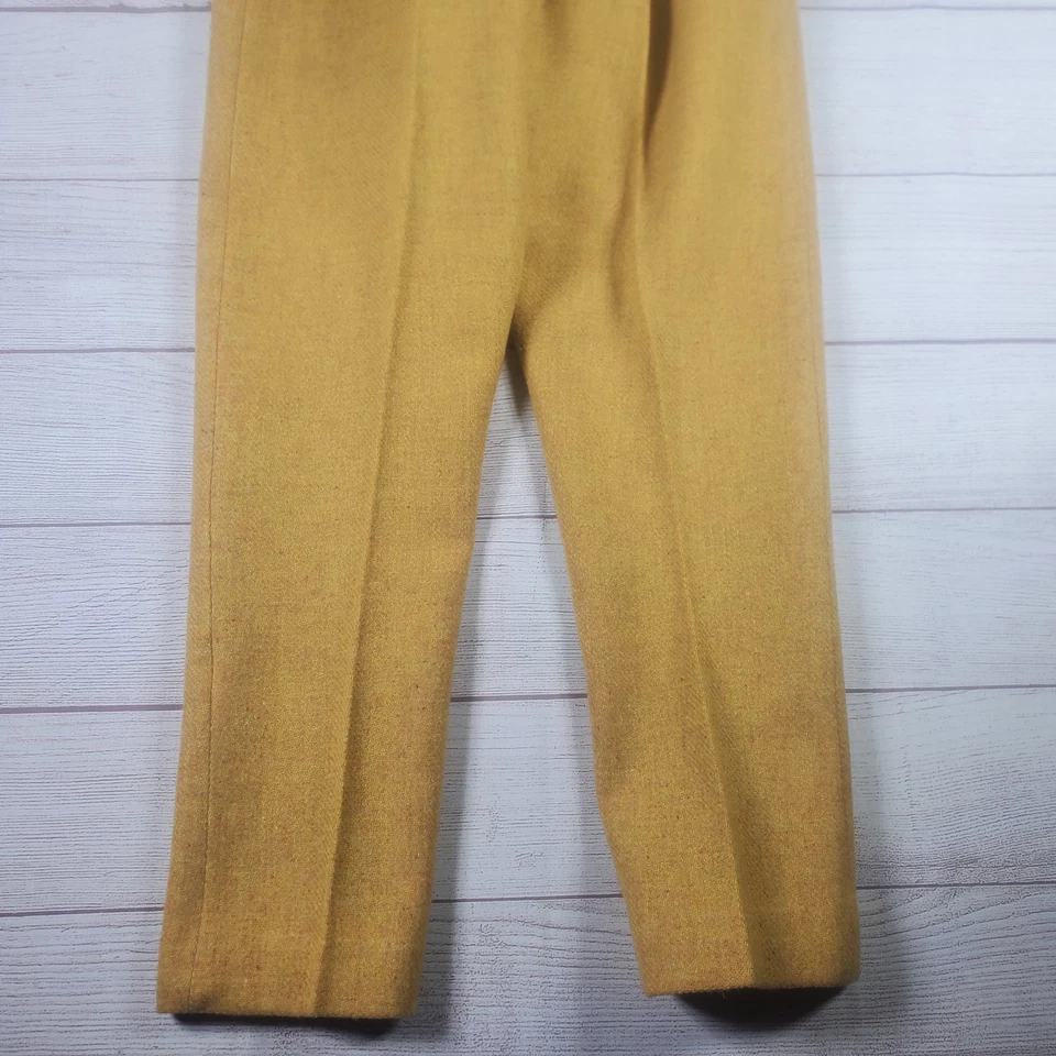 Vintage 50s-60s Wool Yellow Trouser Talon Zip Pant Size XS-S Zip Button Closure  - Image 2 of 4