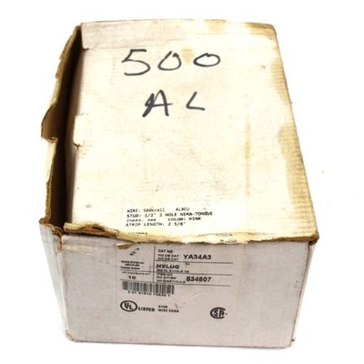 (Lot of 5) NEW Burndy YA34A3 500MCM ALCU 2-HOLE Tin Plated Compression Cable Lug