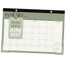 2026 Desk Calendar, Large Desktop/Wall Monthly 17"x12" Jan 2026-Jun 2027  Green