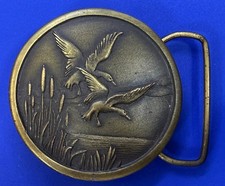 Flying Duck Geese over the Pond Hunting 1976 Belt Buckle by Indiana Metal Craft