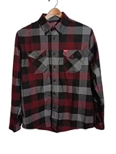 Dixxon Flannel Large The Brawler Long Sleeve Shirt Red Plaid Performance