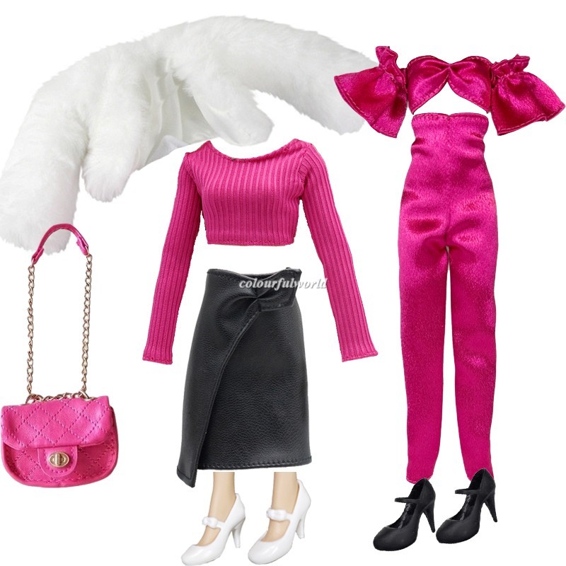 Pack For 12 Inch 1/6 Dolls Toys Elegant  Coat Dress Bag Outfit