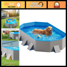 Large Dog Pool - Foldable Hard Plastic Pet Swimming Pool, 71"x39"x12" for Outdoo