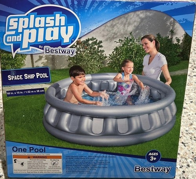 #ad Splash And Play Spaceship Kids Silver Swimming Pool 60quot; L x 15quot; D $22.99