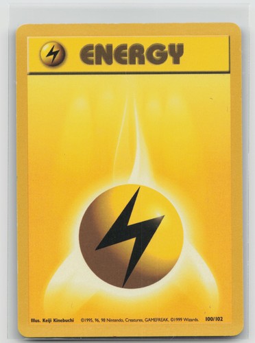 Lightning Energy 100/102 Base Set Common MP Pokemon TCG