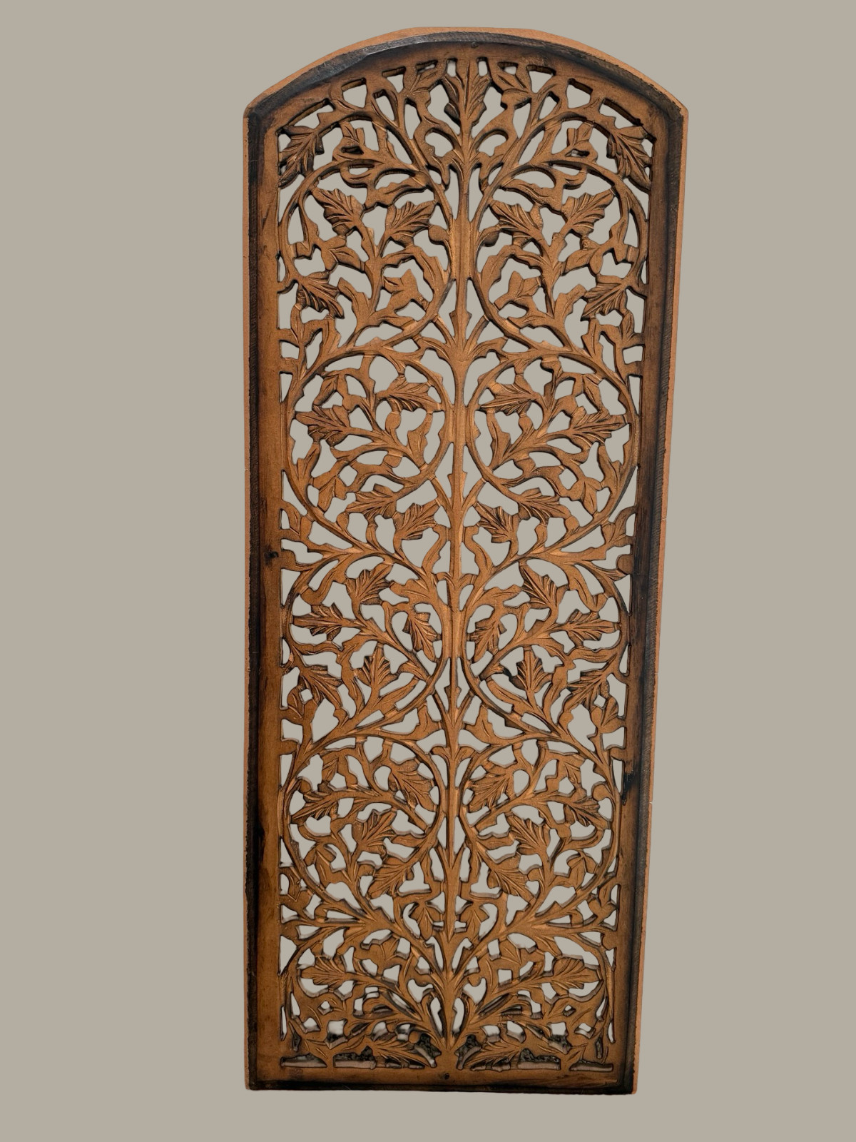 Vintage Intricate Floral Design Hand Carved Wood Panel Decor 40" x 15"