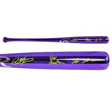 Jay Johnson, Paul Manieri, Skip Bertman Signed LSU Tiger Rawlings Purple Bat
